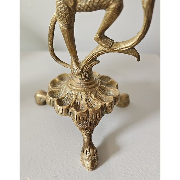 Vintage Brass Monkey Taper Candle Holder Clawfoot Feet Whimsical MCM Art Deco - Picture 12 of 13